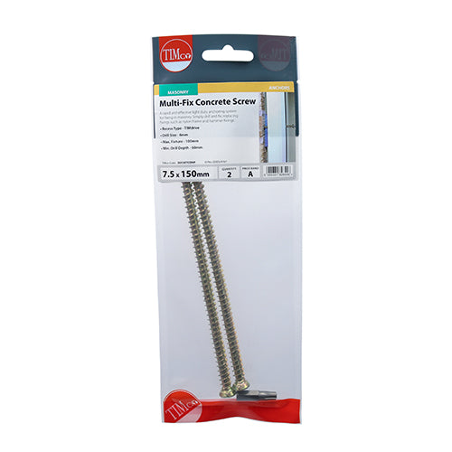 150mm x 7.5 Concrete Screws TX Head - 2pc