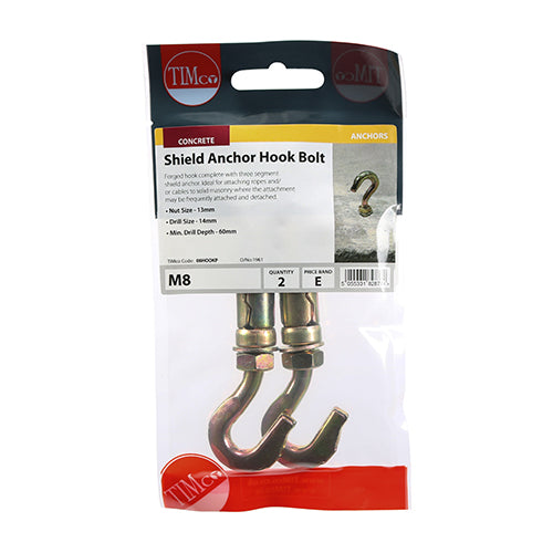 M8 Forged Hooks with Shield Anchors - 2pc