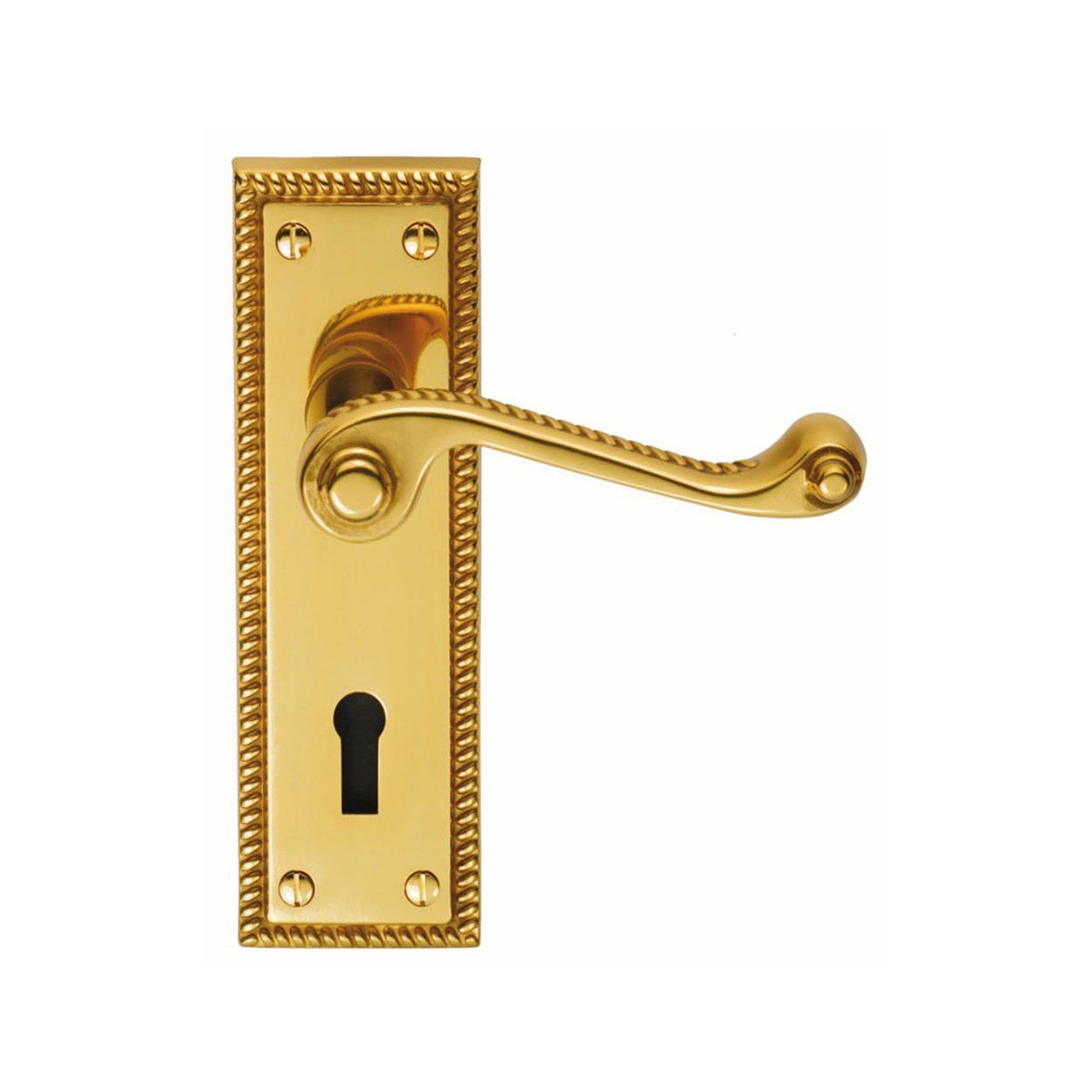 Georgian Lever Lock Handles Pair - Polished Brass