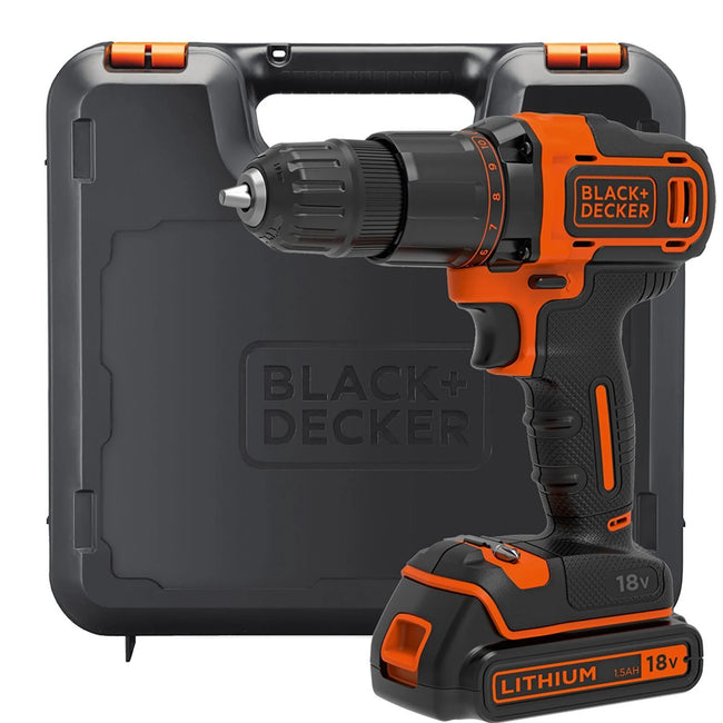 Black+Decker 18V 2 Gear Hammer Drill with Kit Box
