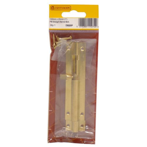 Straight Barrel Bolt - Polished Brass 25mm x 100mm