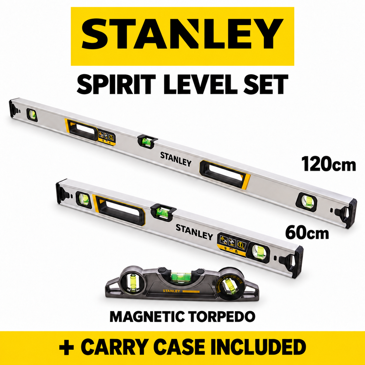 Stanley Xtreme 3-Piece Spirit Level Set