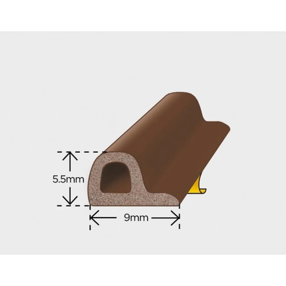 Exitex Self Adhesive Rubber Draught Excluder - P Strip 5M - White or Brown