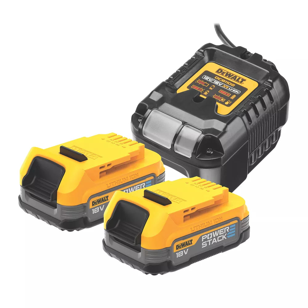 DEWALT Twin Battery 1.7AH LI-ION POWERSTACK BATTERY & CHARGER KIT