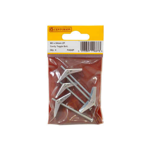 M3 x 50mm ZP Cavity Toggle Bolt - 4pc