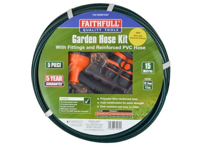 Faithfull 15M Garden Hose Kit - O'Tooles Tools