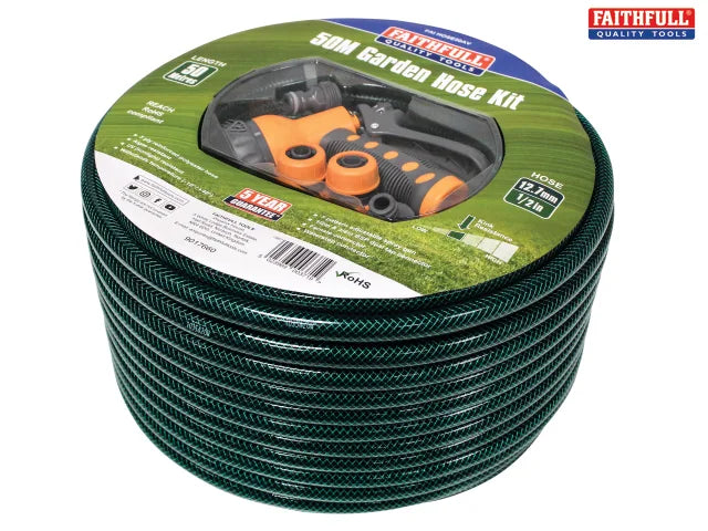 Faithfull 50M Garden Hose Kit FAI HOSE50AV - O'Tooles Tools