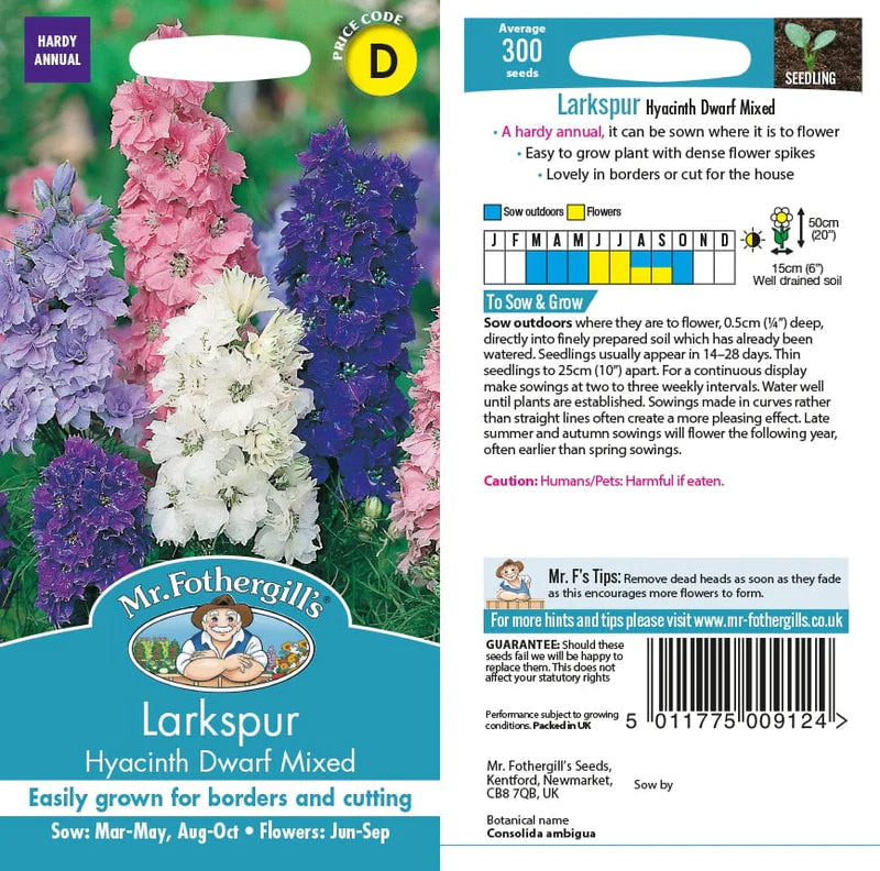 Larkspur Hyacinth Dwarf Mixed Seeds - O'Tooles Tools