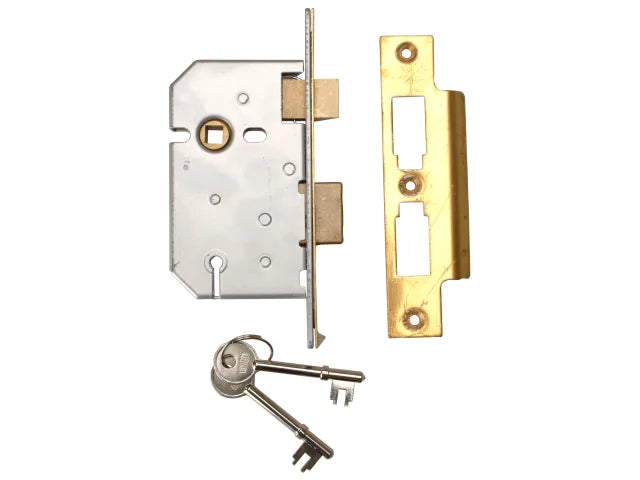 3 Lever Mortice Sashlock Polished Brass 65mm