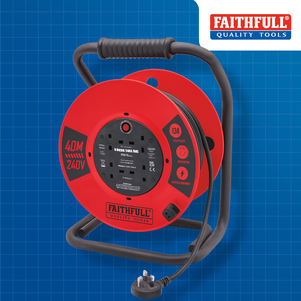 40M Open Cable Reel 4 Socket with Thermal Overload Protection