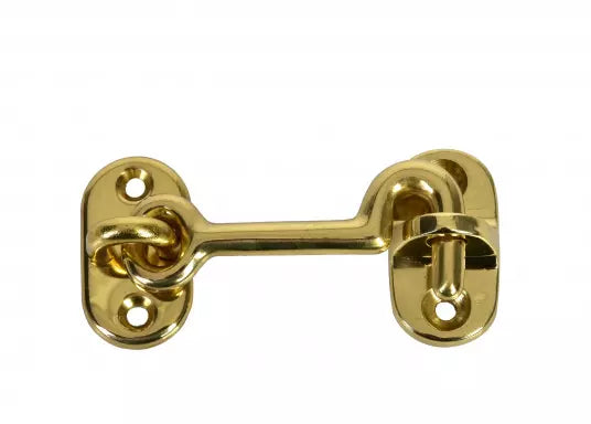Silent Pattern Brass Cabin Hook - Polished Brass 75mm