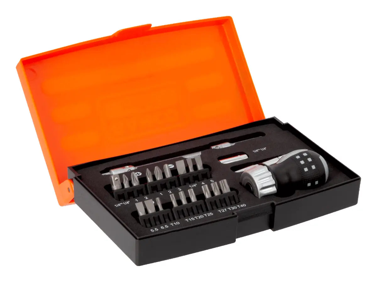 Stubby Ratchet Screwdriver Set, 22 Piece
