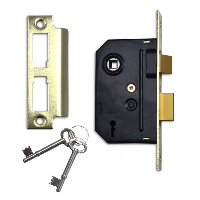2 Lever Mortice Sashlock Polished Brass 63mm