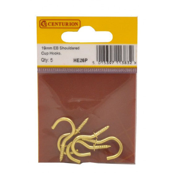 Centurion 19mm EB Shouldered Cup Hooks (Pack of 5) - O'Tooles Tools