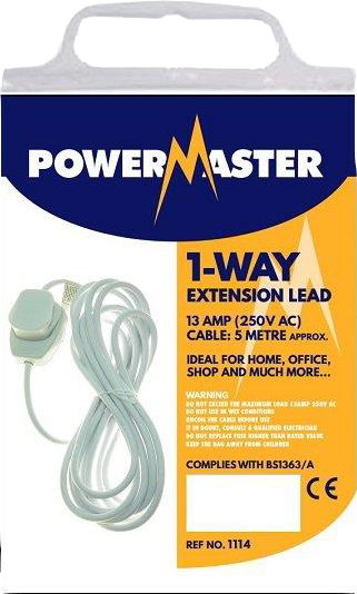 Powermaster 1 Gang 5 Meter 13Amp Extension Lead - O'Tooles Tools