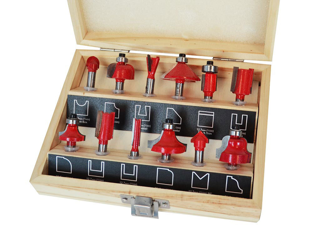 Faithfull TC Router Bit Set 12 in Case 1/4in Shank FAI RBS12 - O'Tooles Tools