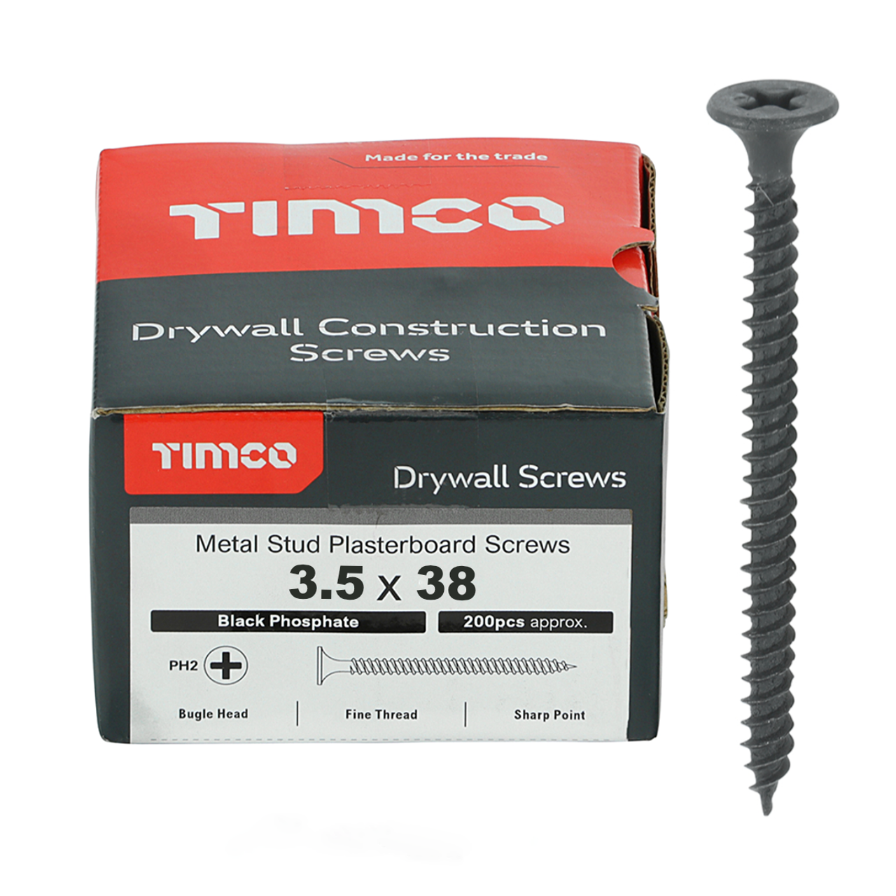 38mm x 3.5 Metal Stud Plasterboard Screw PH2 - 200pc