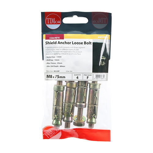 M8 Shield Anchor Loose Bolts  - 4pc