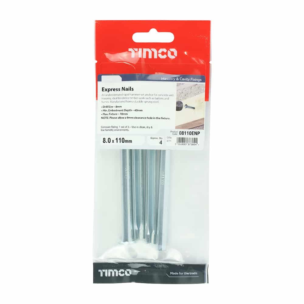 Express Nails 110mmx 8.0 - 4pc