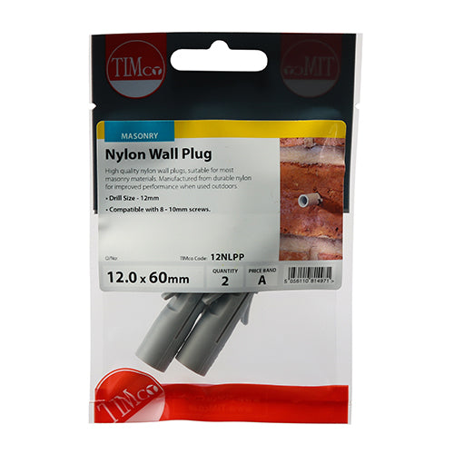 60mm x 12.0 Nylon Plugs - 2pc
