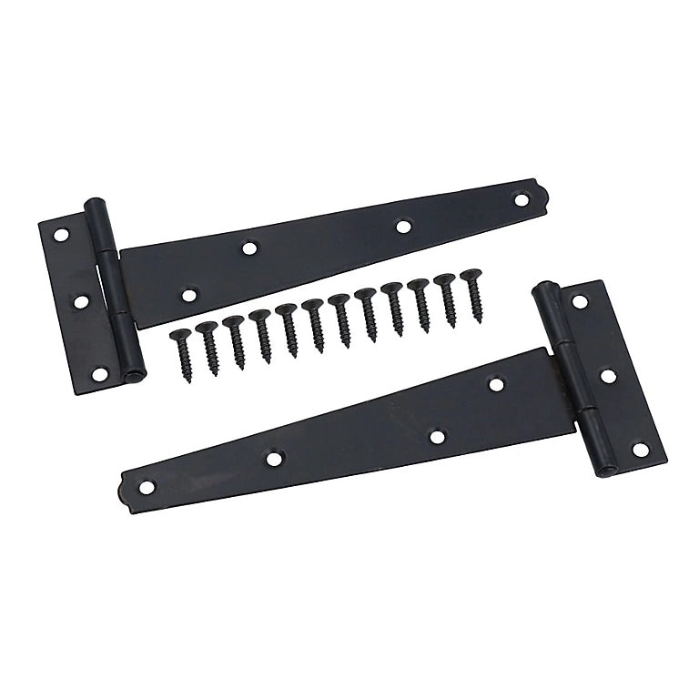 Tee Hinges 150mm Black Pair