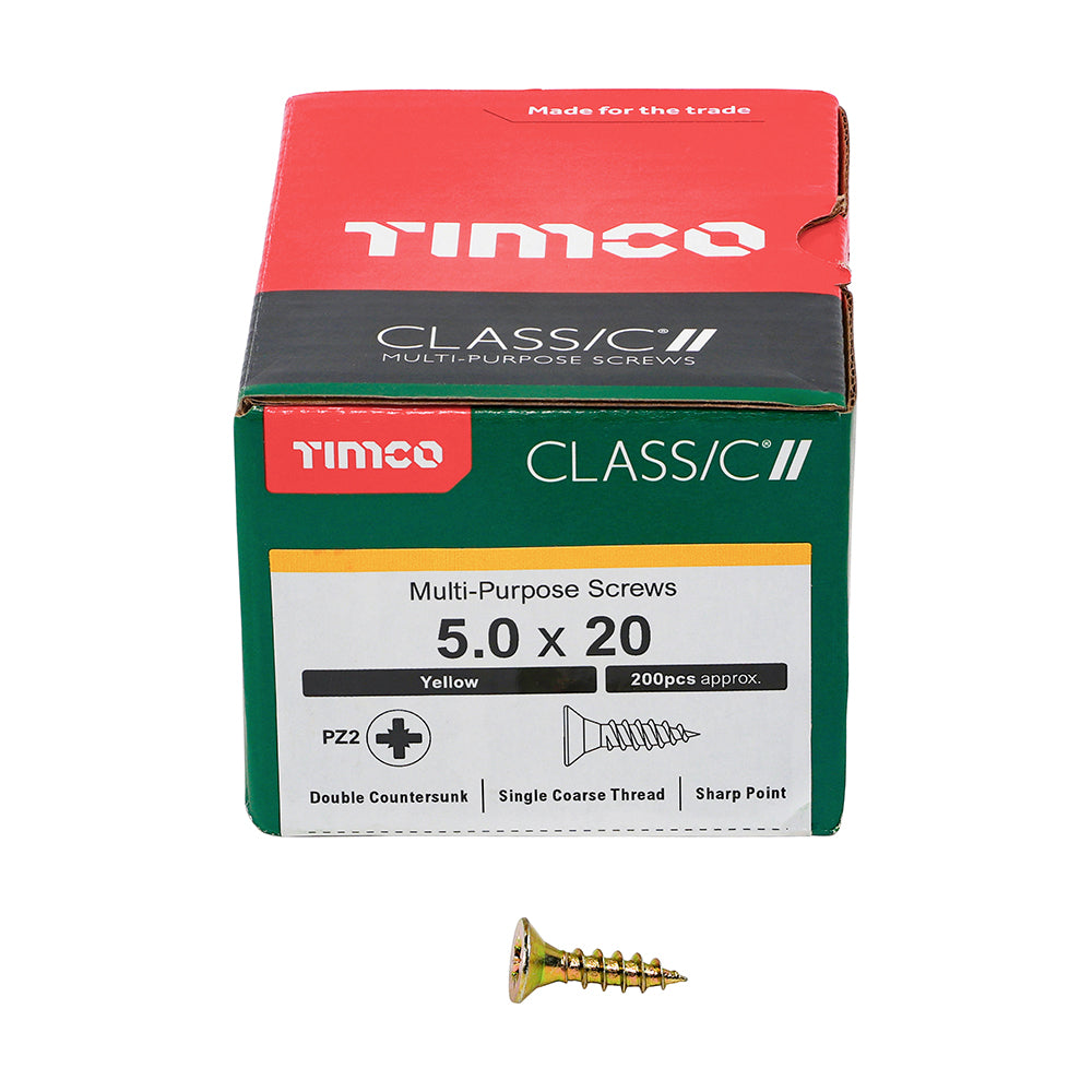 20mm x 5.0 PZ2 Multi-Purpose Screws - 200pc