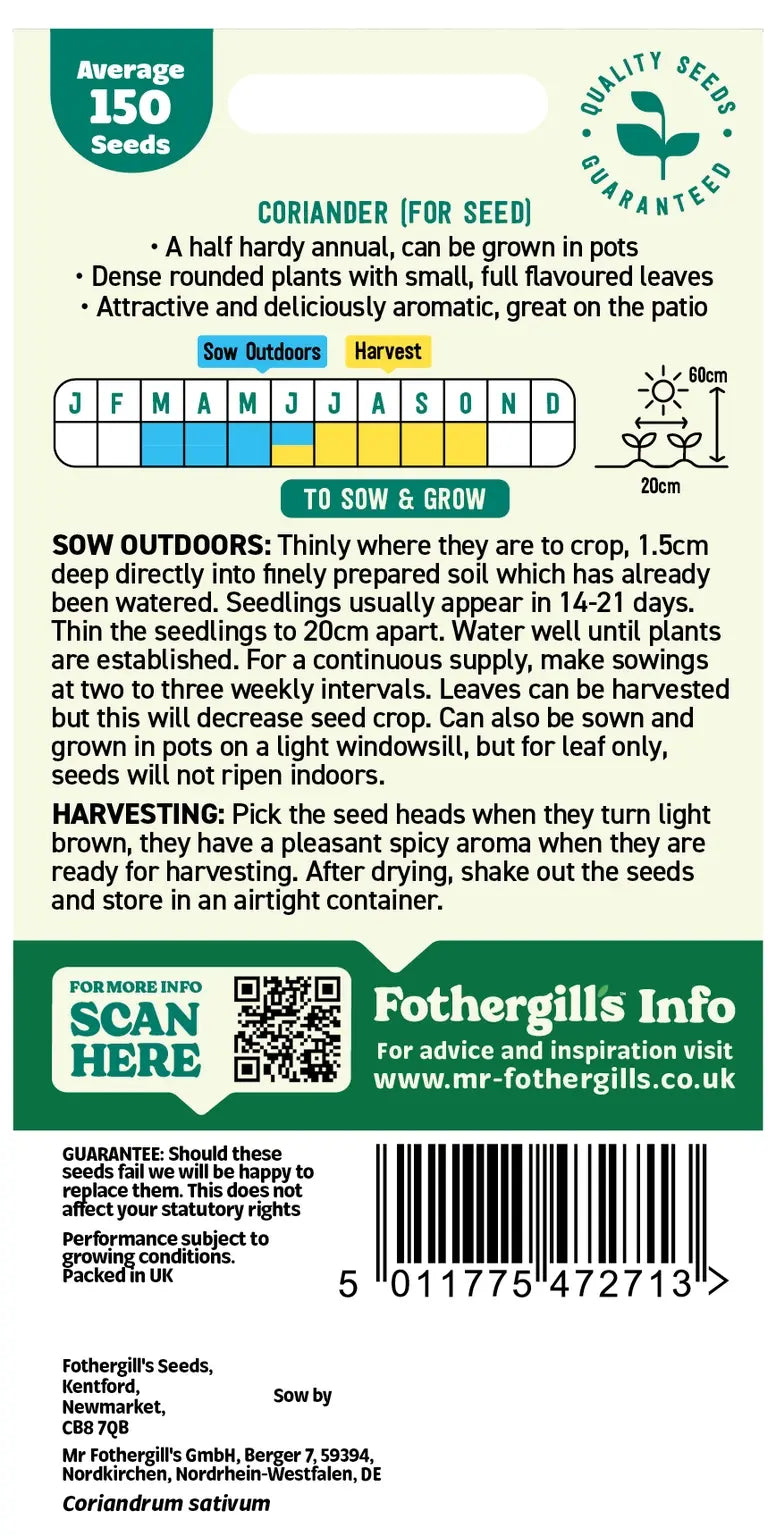 Coriander (For Seed) Seeds - O'Tooles Tools