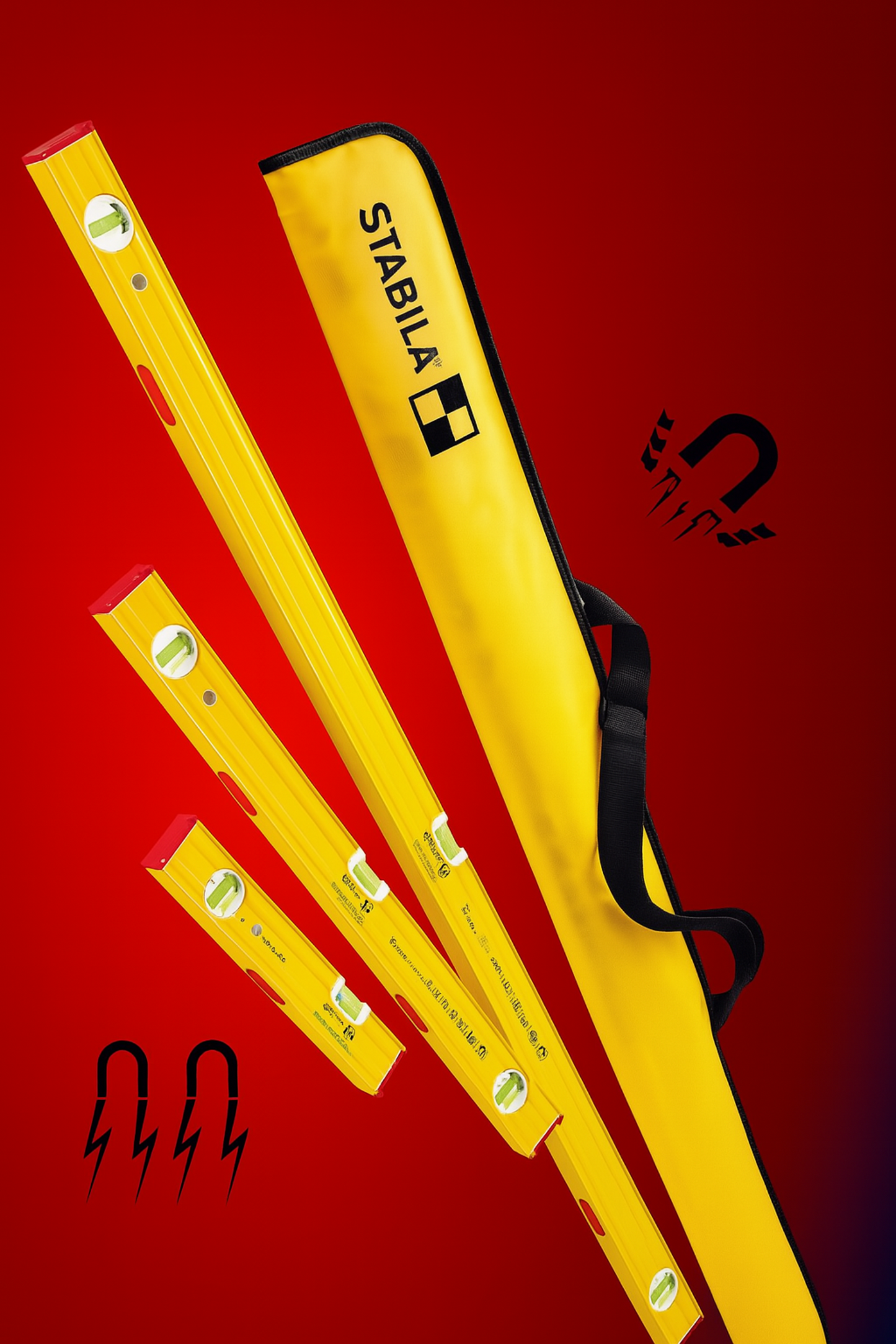 Stabila Magnetic Level set - 3 Piece + Carry Case
