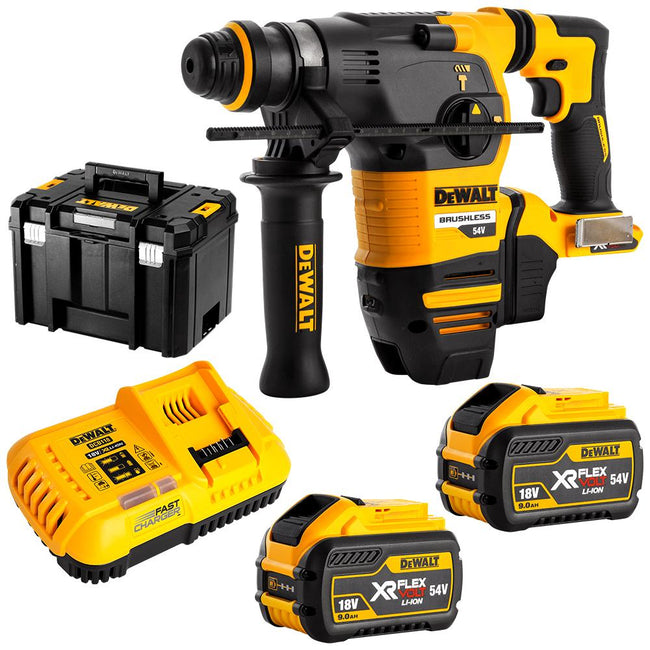 DEWALT DCH333X2 XR FlexVolt Brushless SDS Plus Hammer 54V 2 x 9.0Ah Li-ion batteries