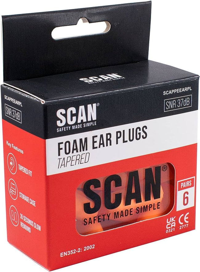 Scan Tapered Foam Earplugs (6 Pairs)