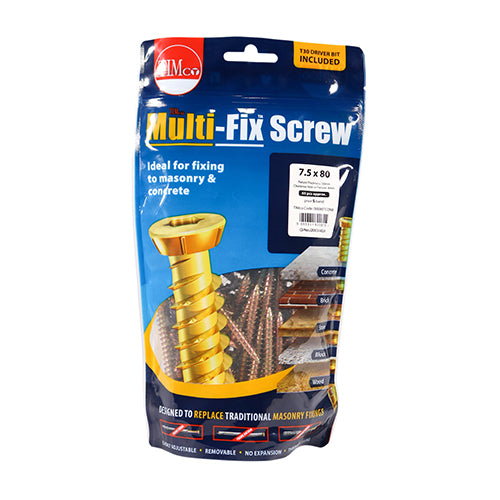 80mm x 7.5 Concrete Screws TX Head - 65pc