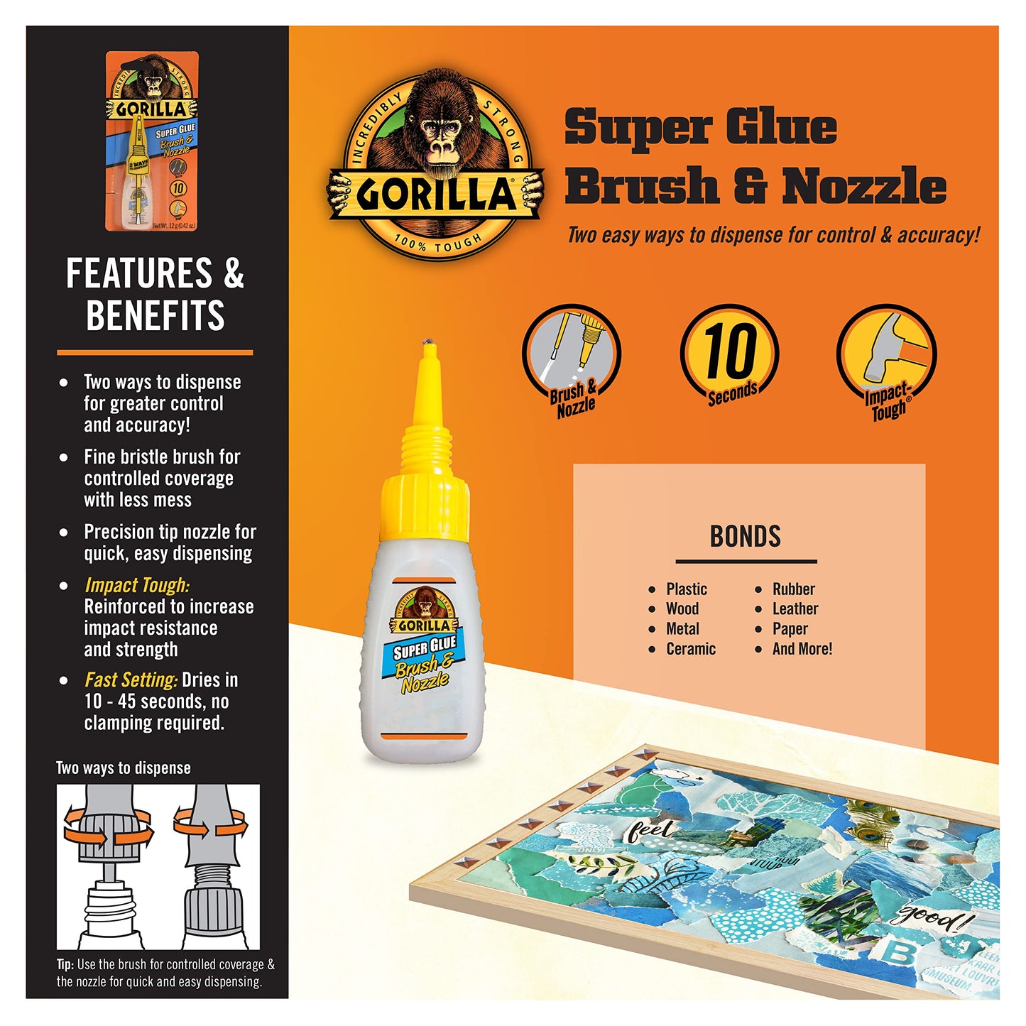 Gorilla Superglue Brush & Nozzle 12g