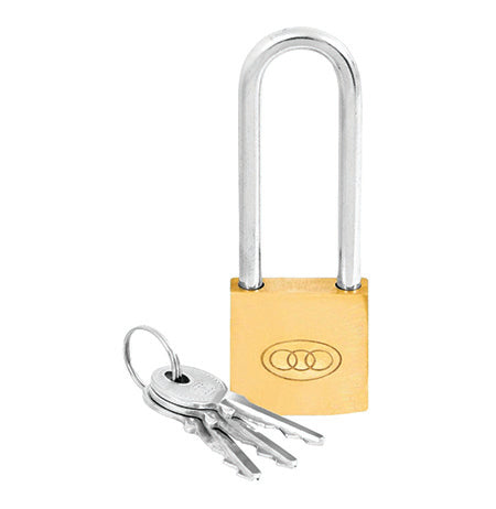 TRI-CIRCLE Solid Brass Long Shackle Padlock