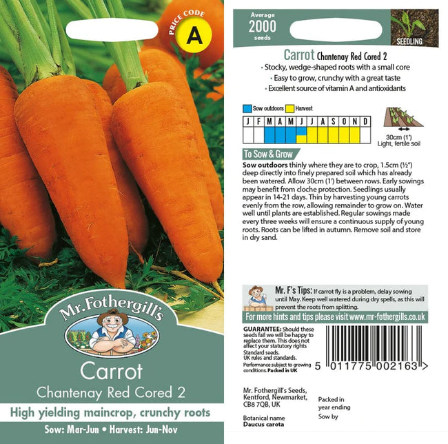 Carrot Chanteney Red Cored 2 Seeds