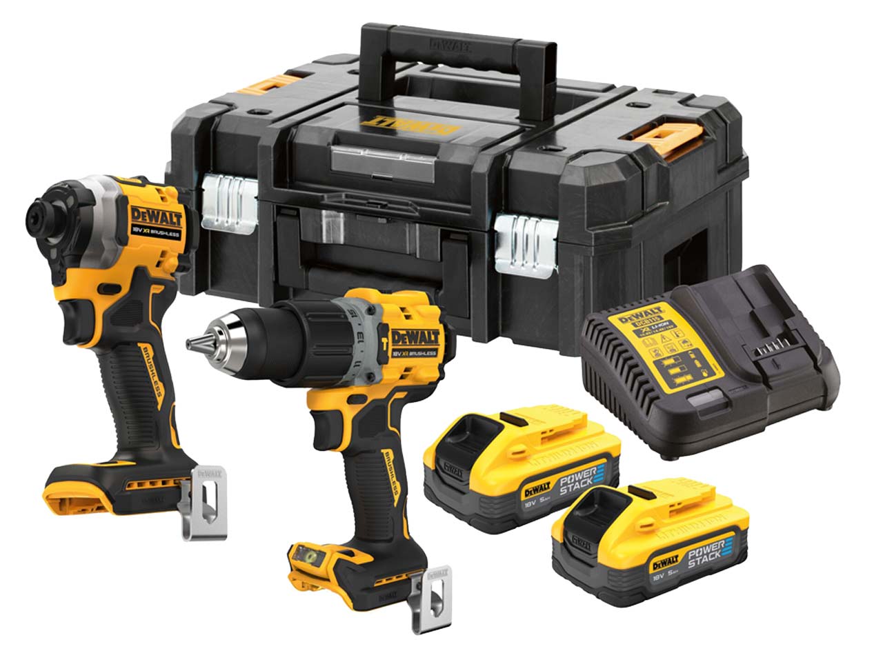 Flexvolt DeWalt 18V Brushless Twin Kit + 2x Flexvolt 5Ah + Tstak Case