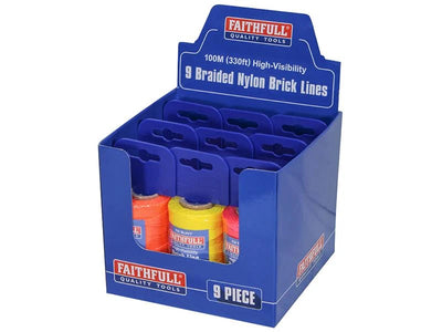 Faithfull Brick Line Dispenser Reel with Hi-Vis Line 100M - O'Tooles Tools