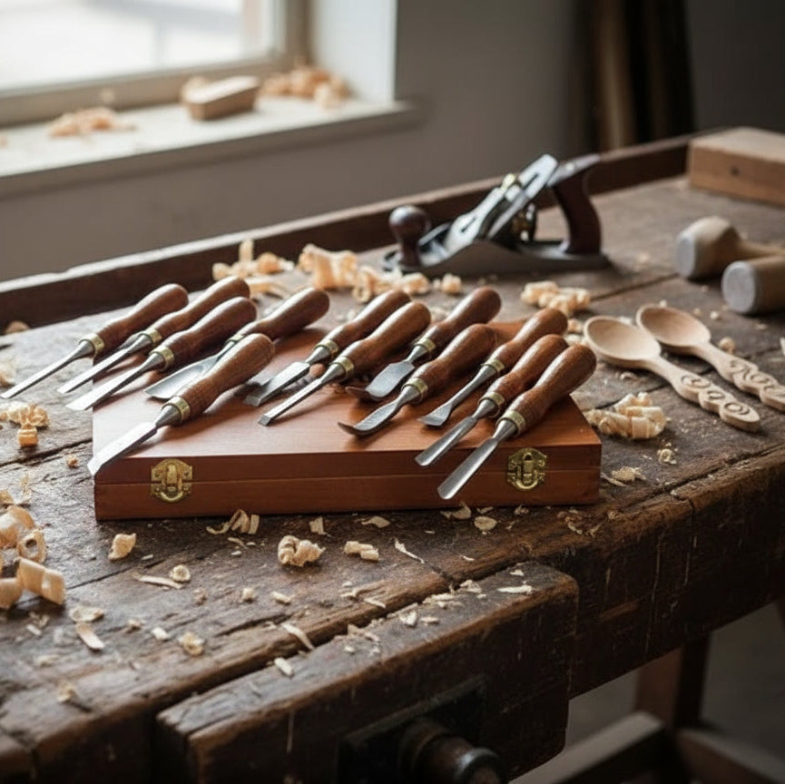 Wood Carving Chisels Set in Case - 12pc
