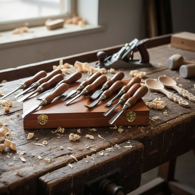 Wood Carving Chisels Set in Case - 12pc