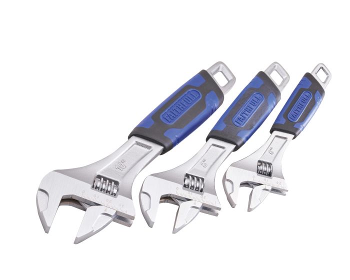 Faithfull 3 Piece Chrome Adjustable Spanner Set - 3pc