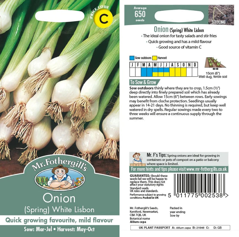 Onion (Spring) White Lisbon Seeds
