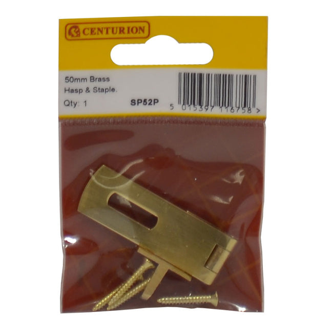 Hasp and Staple - Polished Brass 50mm