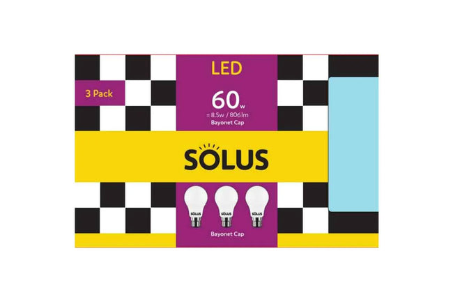 Solus 3pack LED Bulb 60W Non Dimm - bayonet cap