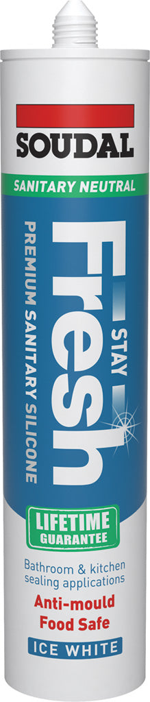 Soudal Sanitary Neutral Food Safe Silicone Sealant 300ml - Ice White