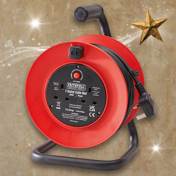 Faithfull 20M Power Plus Cable Reel