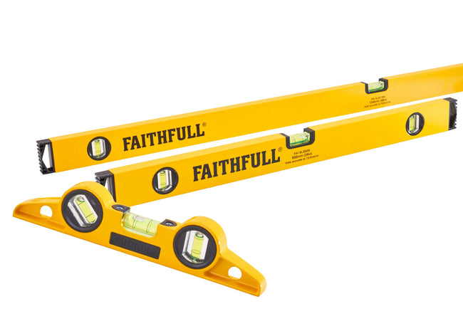 Faithfull 3 Piece Level Set 120cm 60cm 24cm & Torpedo