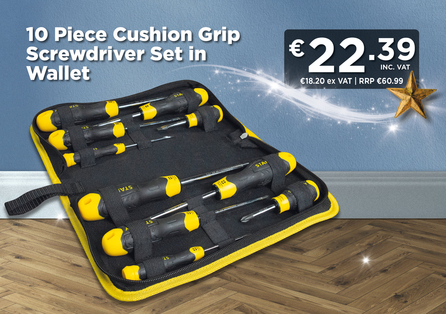 Stanley Cushion Grip Screwdriver Set 10-Piece in Pouch