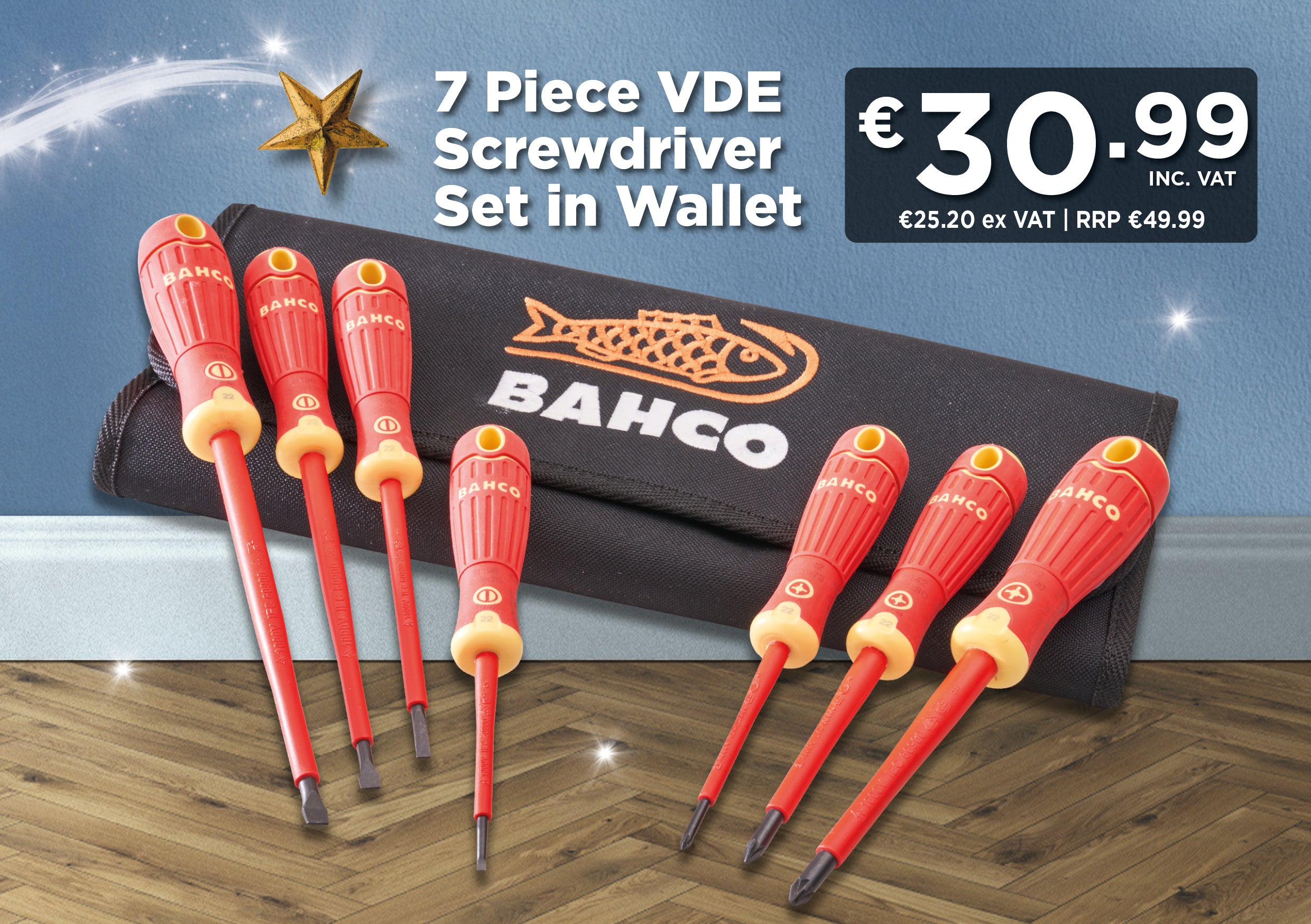 Bahco 7 Piece VDE Screwdriver Set + Wallet