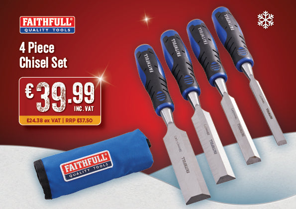 Faithfull Soft Grip Chisel Set & Chisel Roll - 4pc