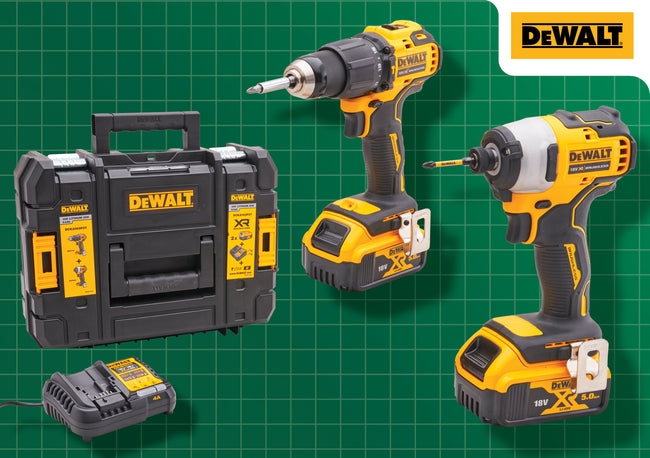 Dewalt Twin Kit + 2 x 5ah Batteries in Tstak case