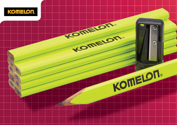 Komelon Carpenters Pencil and Sharpener Set - 11pc